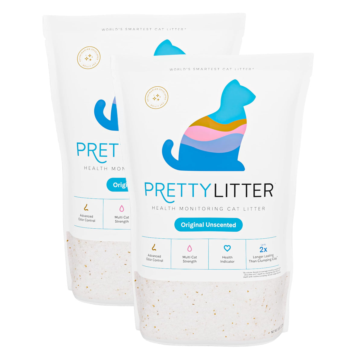 PrettyLitter Health Monitoring Cat Litter, Unscented, 2-Pack, 6 lb. Bags