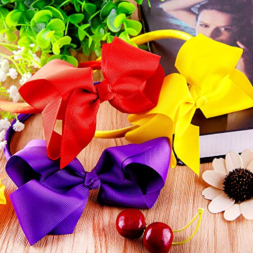 SIQUK 12 Pieces Headbands with Ribbon Bow for Girls, Hair Bow Boutique Grosgrain Headbands, 12 Colors