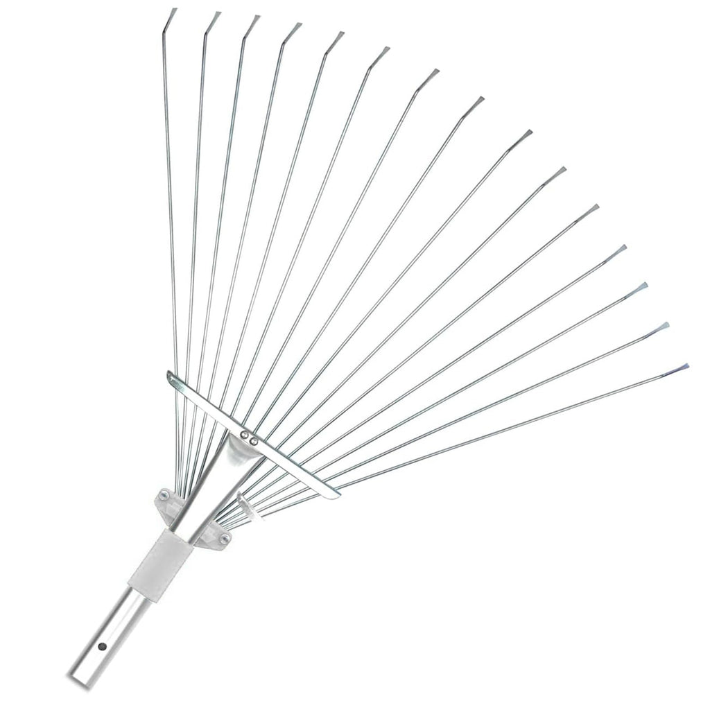 Buyplus Adjustable Garden Leaf Rake - 24 to 63 Inch Telescopic Metal Expandable Folding Leaves Rake, Metal Rakes for Leaves, Yard Rakes for Lawn Yard, Flowers Beds, Sliver