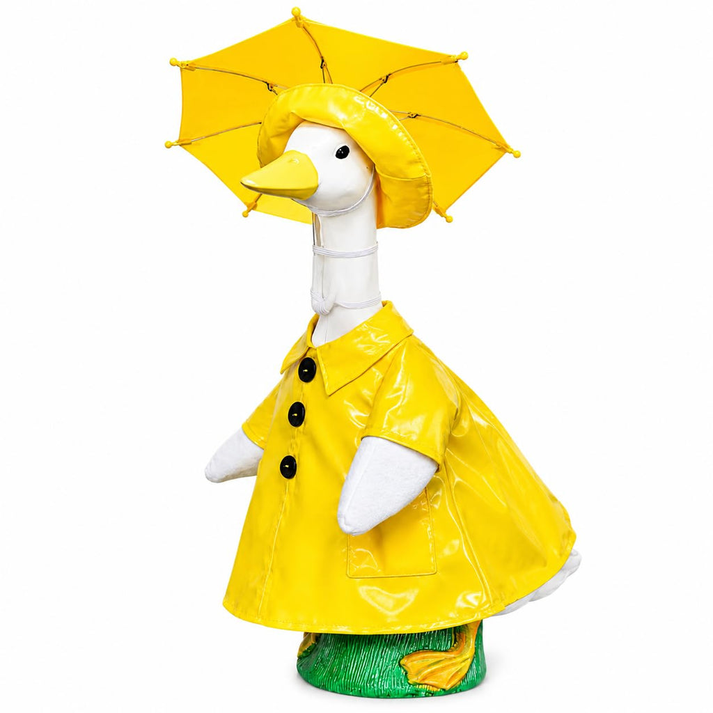 Porch Goose Outfits 23 Inch, Goose Clothes with Waterproof Raincoat & Umbrella | Easy-On Costume for Garden Statue Decor ViresSpire