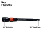 Klein Tools 80208 6 and 12-Inch Dual-Lock Extension Set, 1/4-Inch Hex Shank Impact Bit Holder, Quick-Release Locking Mechanism with Secondary Twist Lock, Compatible with Impact Drivers and Drills
