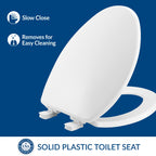 Bemis Slow Close Elongated Toilet Seat, Easy Clean Hinges, White