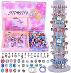 AIPRIDY Charm Bracelet Making Kit,Unicorn Mermaid Crafts Gifts Set Can Inspires Imagination and Creativity,Jewelry Making Kit Perfect Gifts for Girls 5-12 Years Old (72 Pieces Rose)