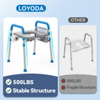 Loyoda Raised Toilet Seat with Handles, Padded Toilet Seat Risers for Seniors, Adjustable Height & Width Toilet Riser, Handicap Elevated Toilet Seat 500lb, Fit Any Toilet