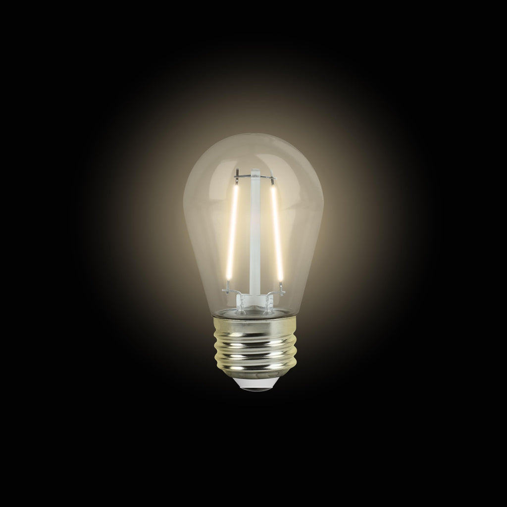 Feit Electric S14 LED Filament Light Bulbs, High Output, 2200K Warm White, 140 Lumens, String Light Replacement Bulbs, 15,000-Hour Lifespan, Clear Durable Housing, S14HO/822/FIL/12, 12 Pack