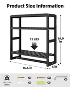 Galood Over The Toilet Storage Bathroom Shelves Wall Mounted 3 Tier Space Saver Corner Shelf Organizer Bamboo Towel Rack Toilet Paper Cabinet with Hanging Rod Black
