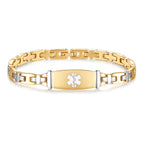 Tarring Fashion Lady Stainless steel Medical Alert id Bracelets with Free Engraving (Gold-7.5 in)