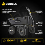 Gorilla Carts Poly Garden Dump Garden Cart with Easy to Assemble Steel Frame, Camping Wagon with Quick Release System, 1200 Pound Capacity, and 13 Inch Tires