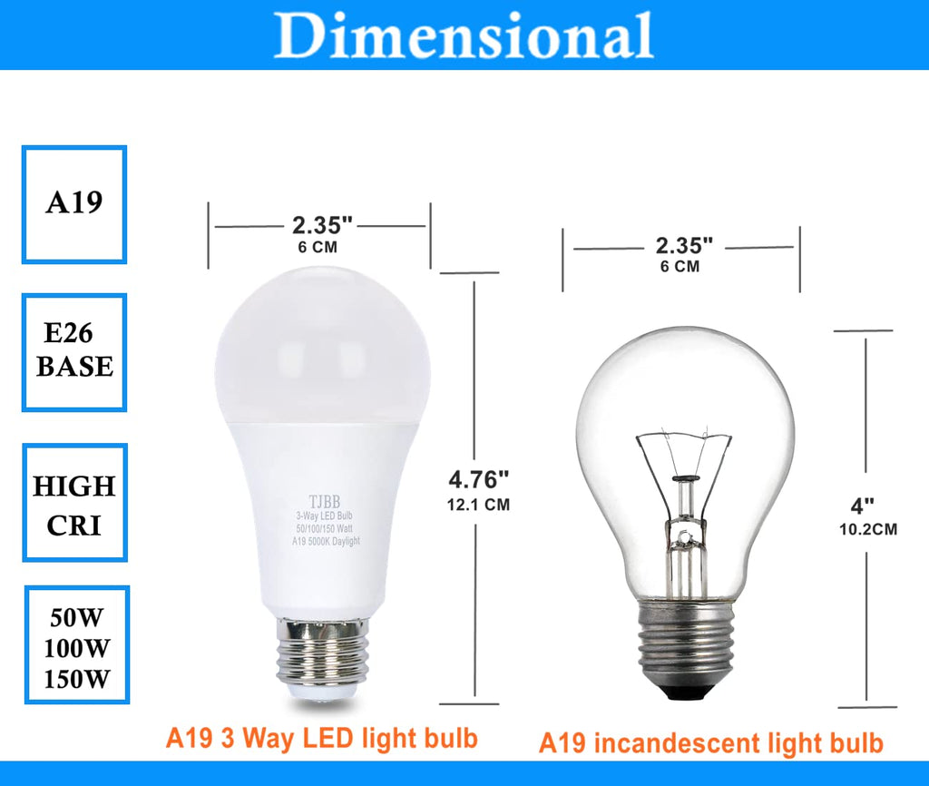 6-Pack 3 Way Bulb 30 70 100W Replacement LED Light Bulbs, Daylight 5000K, Three Way A19 Bulbs with E26 Base for Floor Lamps, Table Lamps