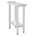 HARDURA Stainless Steel Commercial Work Table Prep Work Metal Table 24×12 Inches with Undershelf and 2" Backsplash Heavy Duty NSF 430 for Kitchen Food Prep