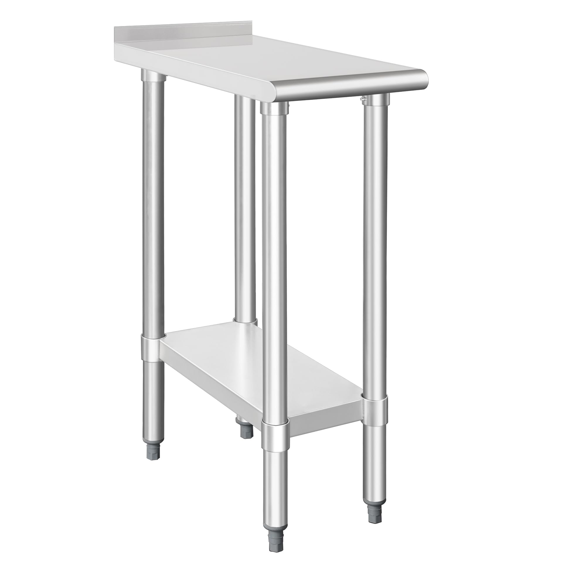 HARDURA Stainless Steel Commercial Work Table Prep Work Metal Table 24×12 Inches with Undershelf and 2" Backsplash Heavy Duty NSF 430 for Kitchen Food Prep