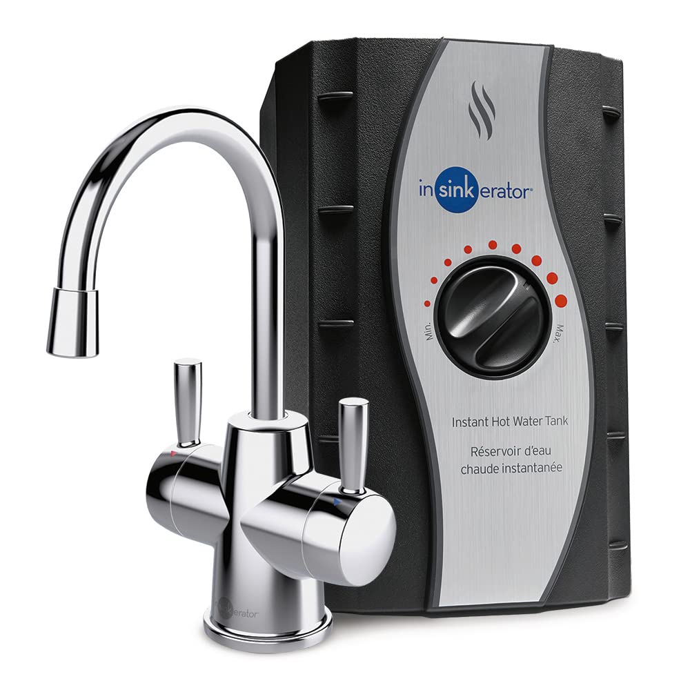 InSinkErator HOT250 Instant Hot and Cold Water Dispenser System, 2-Handle Drinking Water Faucet in Chrome with 2/3-Gallon, Filter-Compatible, Stainless Steel Tank, HC250C-SS