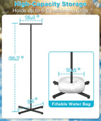 Mondazie Pool Float Holder Storage Rack, 22’’ x 63.7’’ Metal Pool Floats Organizer for Swimming Ring with Water Weight Bag, Pool Tube Floaty Stand Holders for Poolside Beach Outdoor Storage, Black