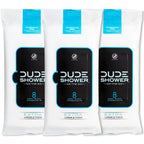 DUDE Wipes Fragrance Free On-The-Go Shower Wipes - Extra-Large and Thick Cleansing Body Wipes for Travel - 3 Packs of 8 (24 Count) - Infused with Vitamin E and Aloe