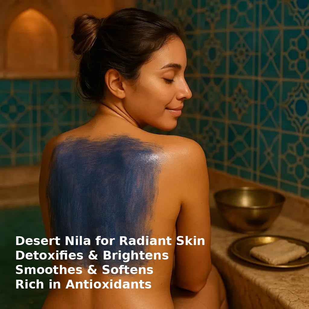 Feriha Moroccan Black Soap, Indigo, Sahara Nila, 100% Natural, Artisan Beldi Soap, Crafted & Packed in Morocco - Traditional Hammam Formula