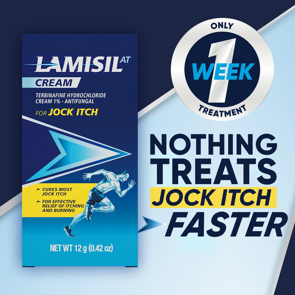 Lamisil Jock Itch Antifungal Cream, 1 Week Treatment, Clinically Proven, Fast and Effective Symptom Relief of Itching, Burning and Redness. 42 oz (12g) (Pack of 2)