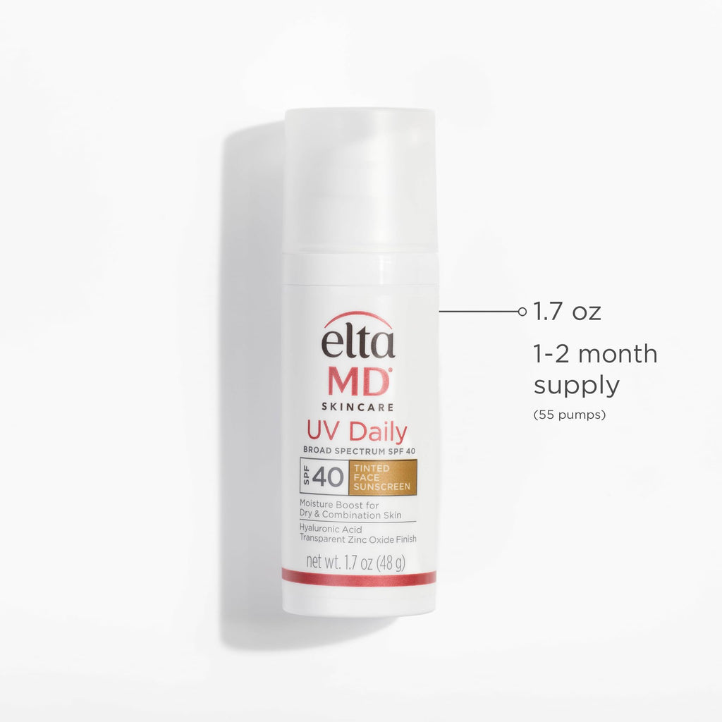 EltaMD UV Daily Tinted SPF 40 Face Sunscreen Moisturizer with Zinc Oxide, Tinted Daily Face Moisturizer with SPF, Sunscreen for Dry Skin,1.7 oz Pump (Pack of 2)