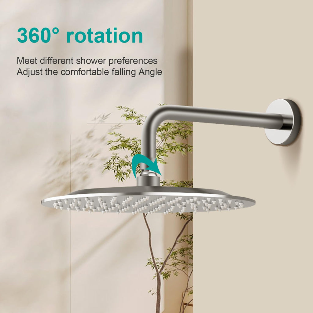 AULEEND All Metal Rain Shower Head - Heavy Duty Stainless Steel, Easy Install, High Water Flow, Ultra-Thin Modern Design for Bathroom (Chrome, 10)