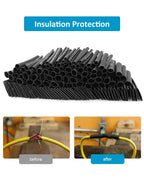 innhom 650pcs Heat Shrink Tubing Black Heat Shrink Tube Wire Shrink Wrap Shrinkage Ratio 2:1 Electrical Cable Wire Kit Set Long Lasting Insulation Protection