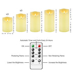 Nimiko Flameless Candles with Remote, Battery Operated Flickering Flameless Candles, LED Candles with Timer 2/4/6/8H, with Realistic LED Candles Set of 9 (D3 x H 3" 4" 5" 6" 7") (Ivory)