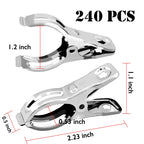 BESTEEL Upgraded 240 PCS Garden Clips, Greenhouse Clamps 100% Stainless Steel Heavy Duty Greenhuose Clips for Netting - Strong Grip to Hold Down Shade Cloth or Plant Cover on Garden Greenhouse Hoops
