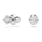SWAROVSKI Attract Pierced Stud Earrings, Round-Cut Clear Crystals on Rhodium Finish Setting, Part of the Swarovski Attract Collection