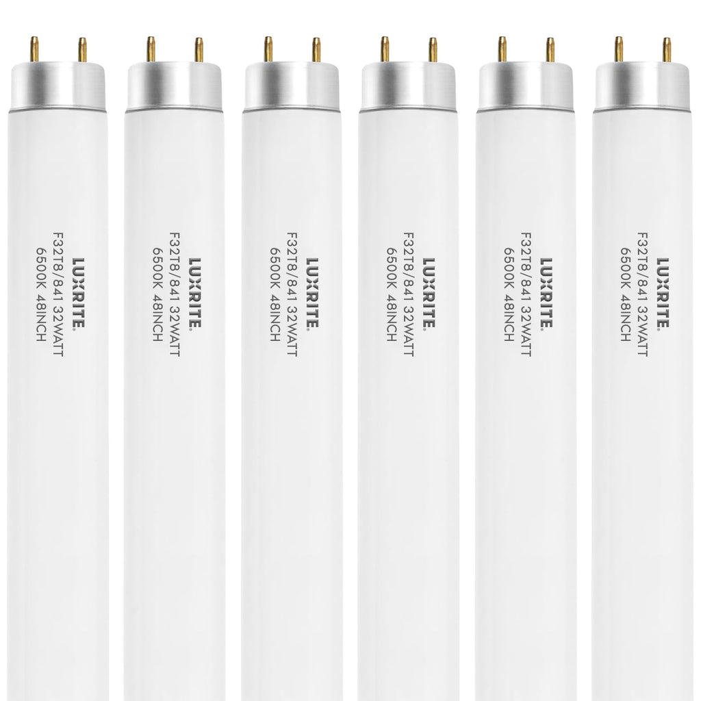 LUXRITE F32T8/865 32W 48 Inch T8 Fluorescent Tube Light Bulb, 6500K Daylight, 2800 Lumens, G13 Medium Bi-Pin Base, LR20735, 6-Pack