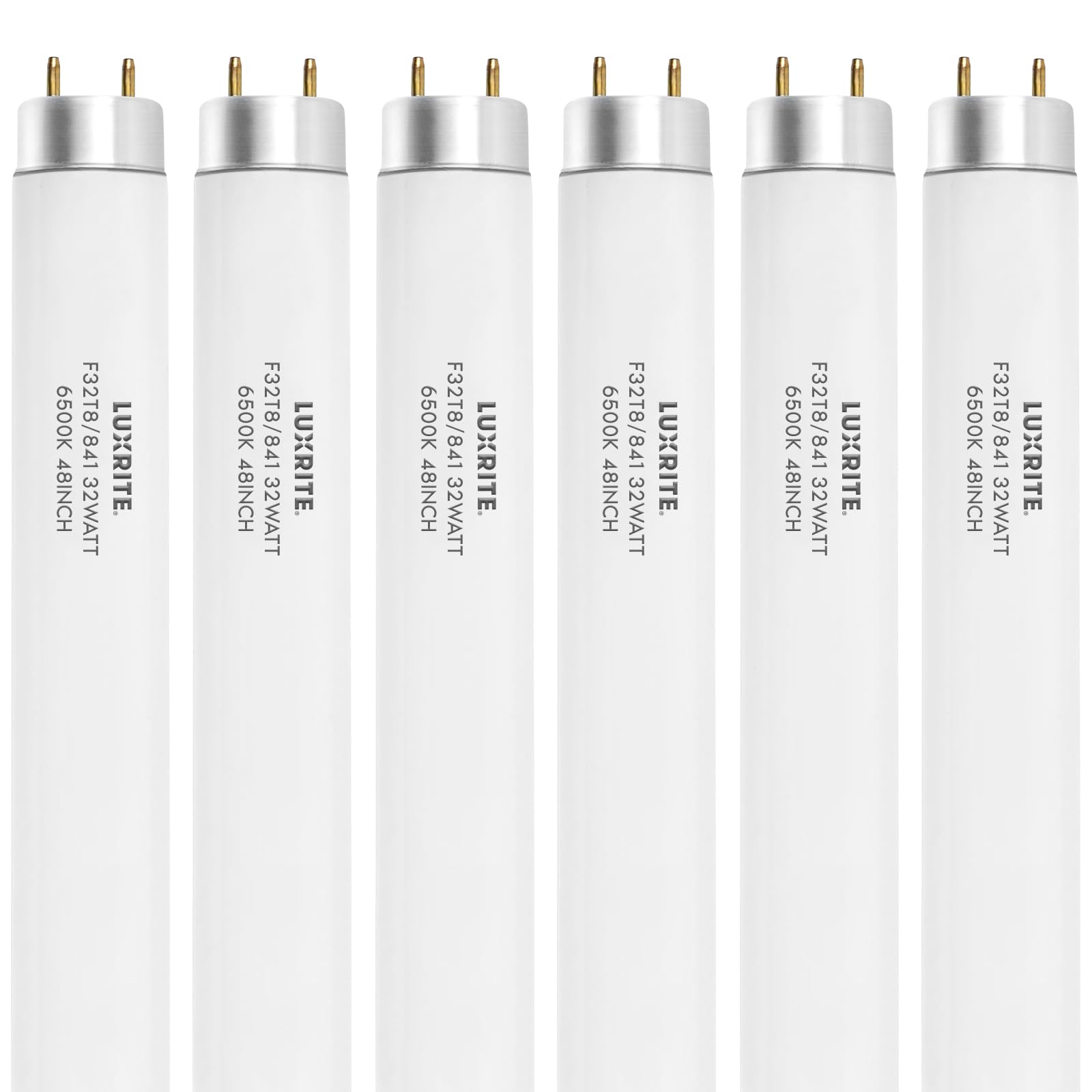LUXRITE F32T8/865 32W 48 Inch T8 Fluorescent Tube Light Bulb, 6500K Daylight, 2800 Lumens, G13 Medium Bi-Pin Base, LR20735, 6-Pack