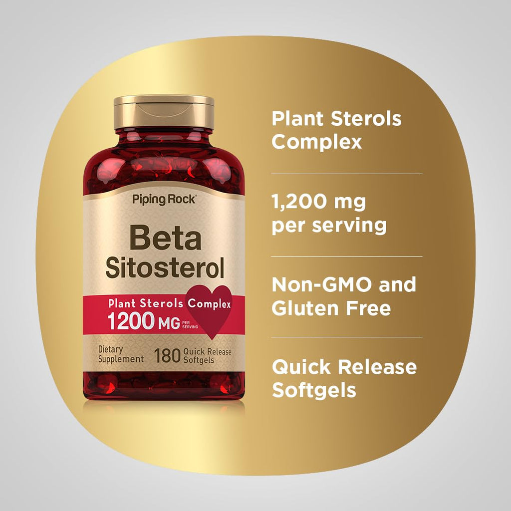 Piping Rock Beta Sitosterol Supplement for Men | 1200 mg | 180 Softgels