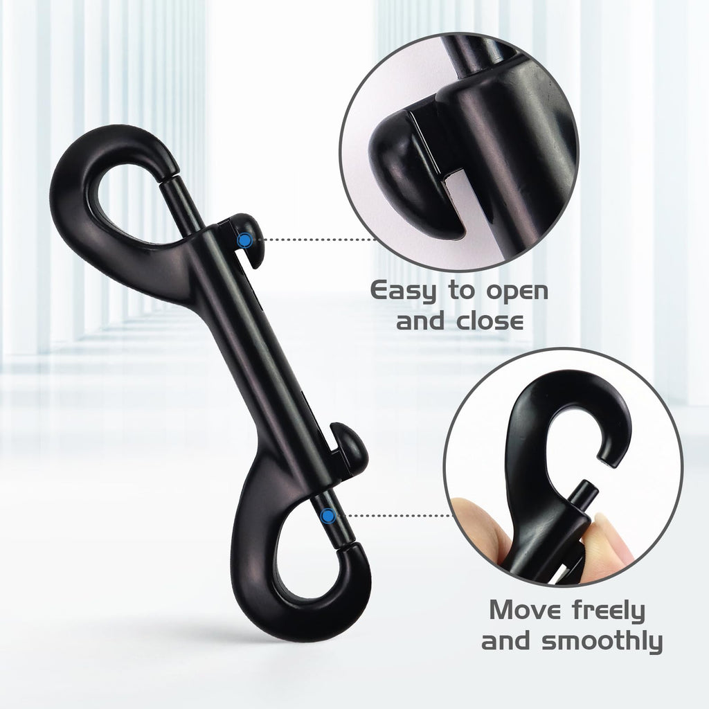 12 PCS Double Ended Snaps, 3.5 Inch Zinc Alloy Trigger Metal Clip, Black Double Ended Snap Hooks for Pet Dog Leash, Water Bucket Hooks, Key Holder, Carabiner, Home, Farm, Other Indoor and Outdoor.