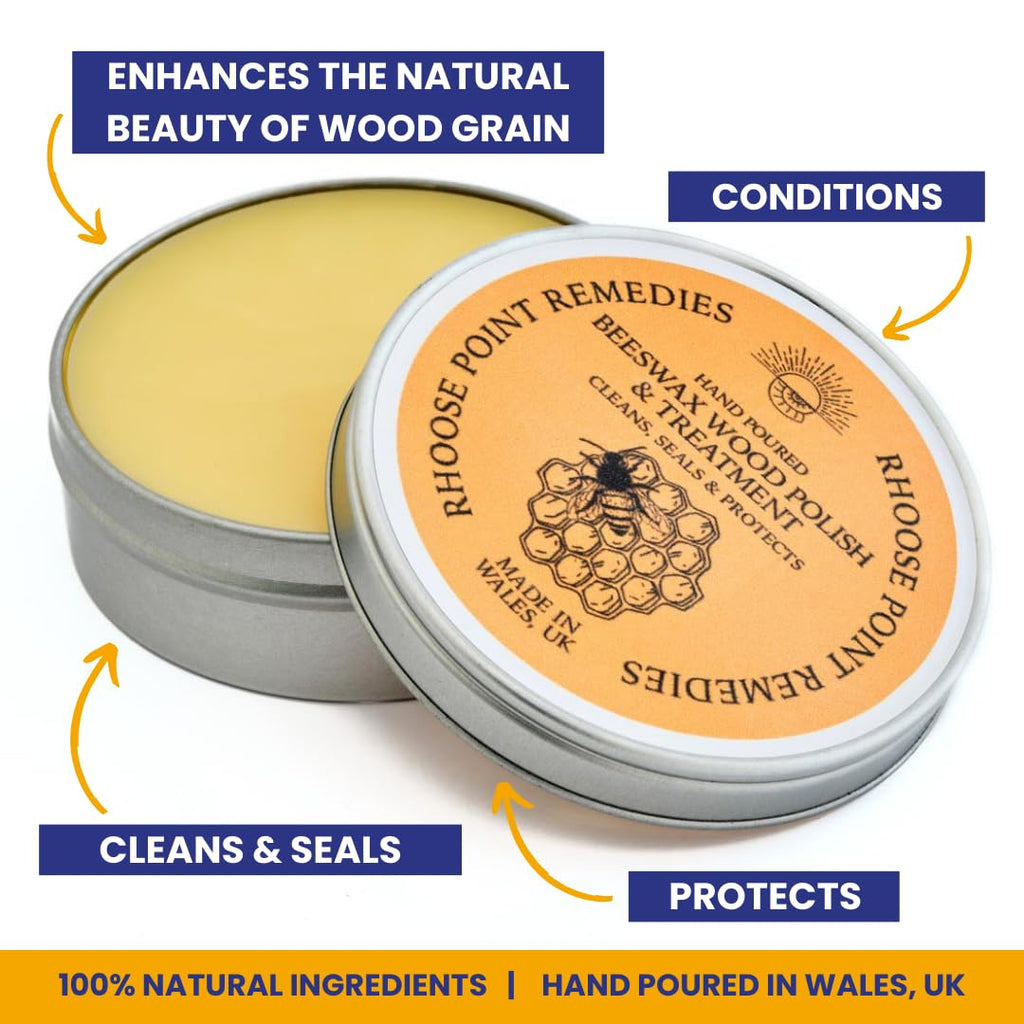 Premium Food-Safe Beeswax Wood Polish & Furniture Wax – Hand Poured Wood Conditioner | Eco-Friendly & Non-Toxic | Protects & Restores All Wood: Furniture, Toys, Cutting Boards, Ornaments (7.0 Fl Oz)
