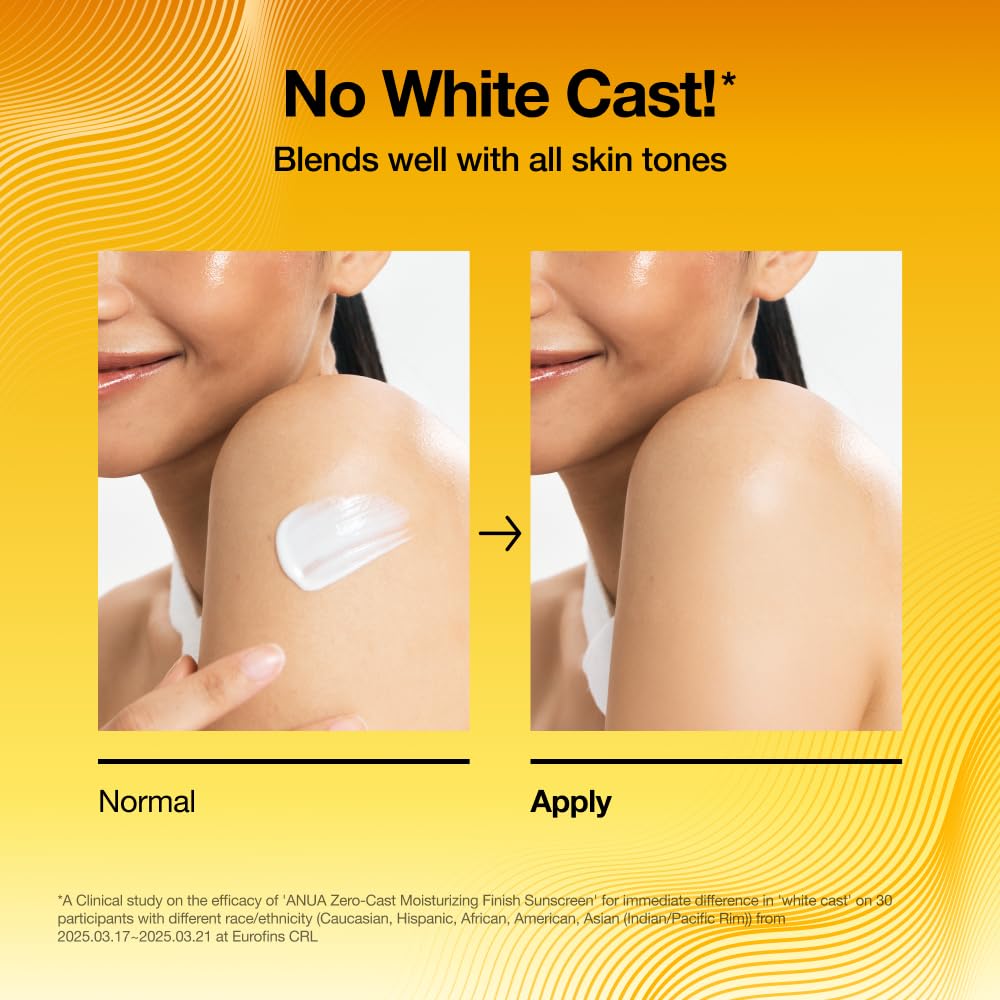 Anua, Zero-Cast Moisturizing Sunscreen SPF 50, Glow Natural Sunscreen for face, No White Cast, Hyaluronic Acid, Niacinamide, Oil-Free, KPop Demon Hunters, Korean Skincare, 1.69 fl oz