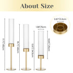 Hewory Gold Hurricane Candle Holder: 3PCS Candlestick Holders for Decor