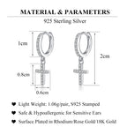 SLUYNZ 925 Sterling Silver Cross Hoop Earrings for Women Teen Girls Small CZ Hoop Earrings Huggie Drop (A-Silver)