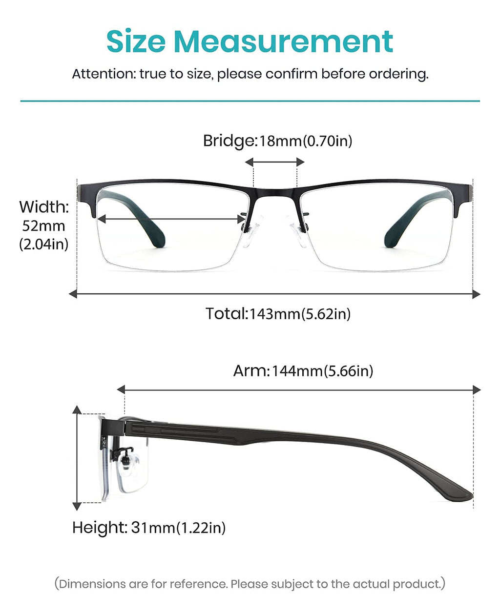 Cyxus Blue Light Blocking Glasses for Men Woman Semi Rim Computer Gaming Office Study Eyeglasses with UV Protection 8001