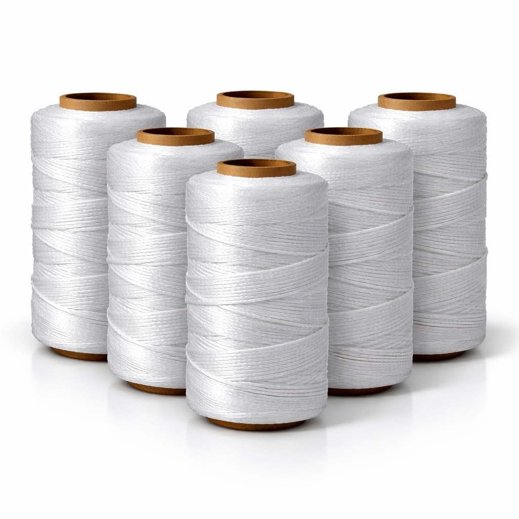 Mason Line String 260FT, 780FT, 390FT, 1500FT, 2300FT, Durable Construction Twine for Laying Bricks, Blocks, Fences in Gardening, DIY & Landscaping Projects (White, 393 Ft x 6 Pcs)