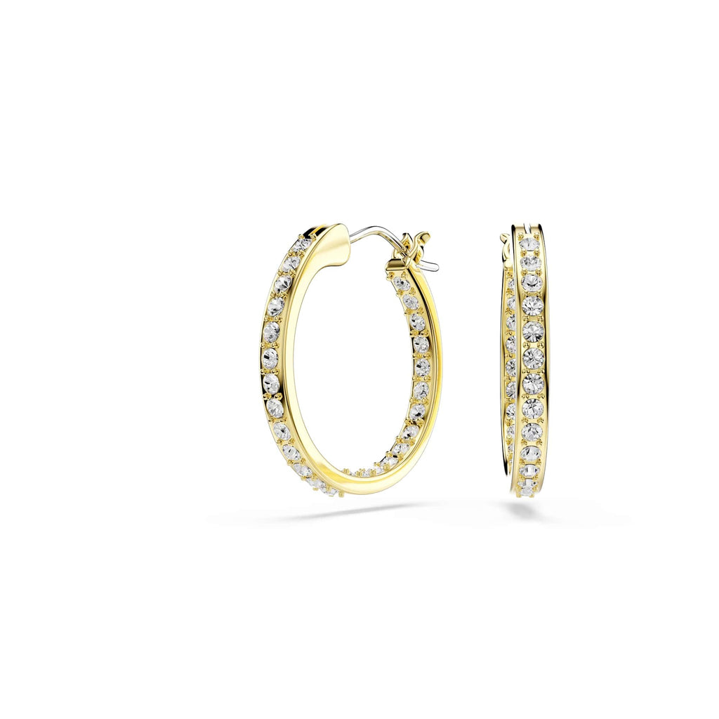 Swarovski Sommerset hoop earrings, Small, White, Gold-tone finish