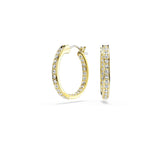 Swarovski Sommerset hoop earrings, Small, White, Gold-tone finish