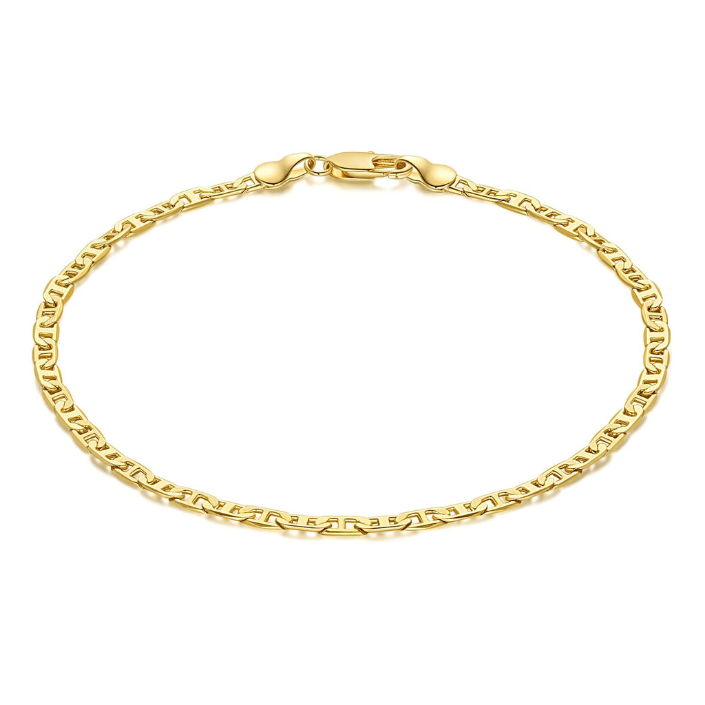 CISSIEPERAL Ankle Bracelets 14K Gold Ankle Bracelets for Women 3.6mm 9-11”