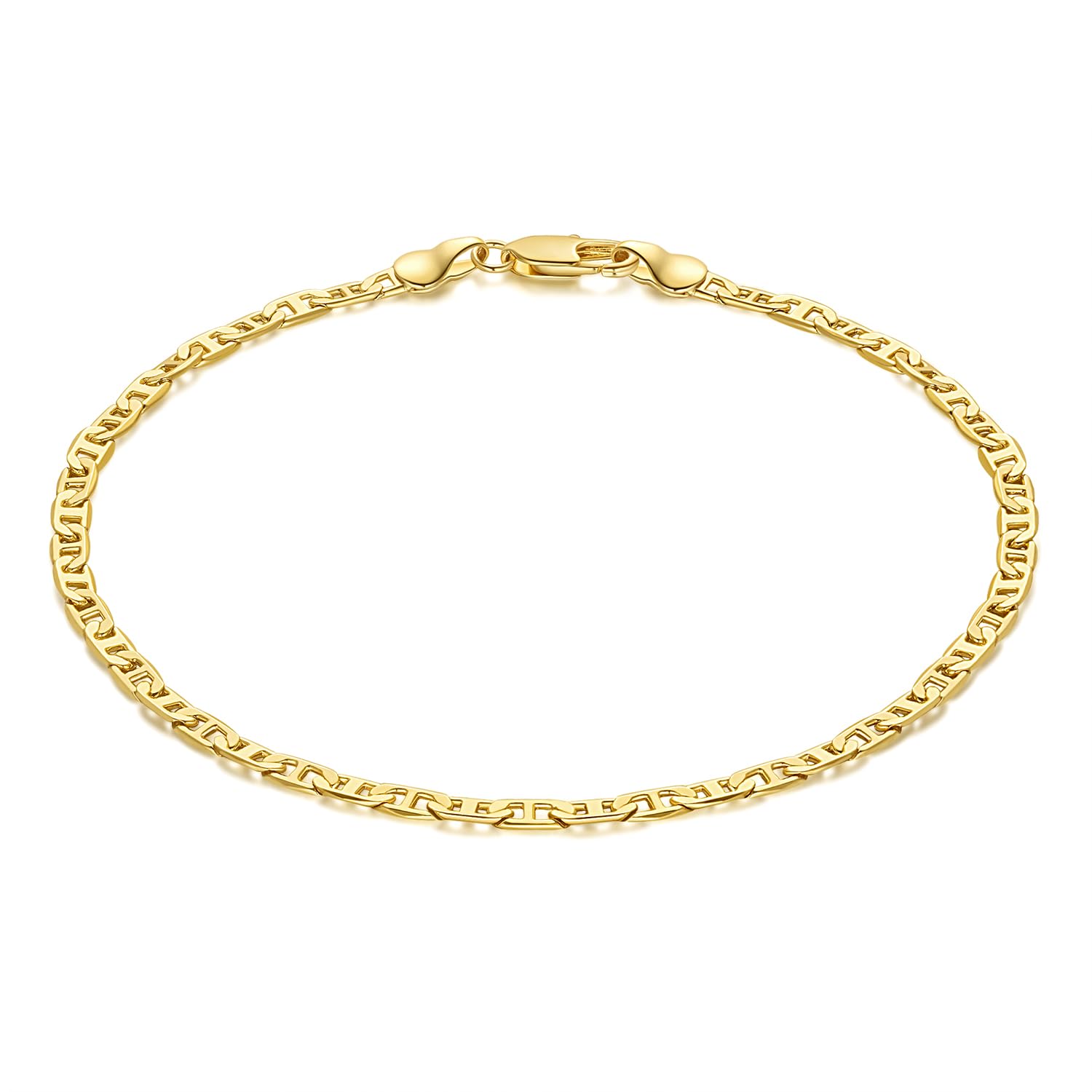 CISSIEPERAL Ankle Bracelets 14K Gold Ankle Bracelets for Women 3.6mm 9-11”