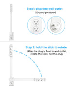 Olcorife Outlet Extender Stick, Power Strip with 6 Outlets & 4 USB Ports, Extends 22"-34", Rotates 180°(90° per Side), Home Dorm Essential for Nightstand, Couch and Desk