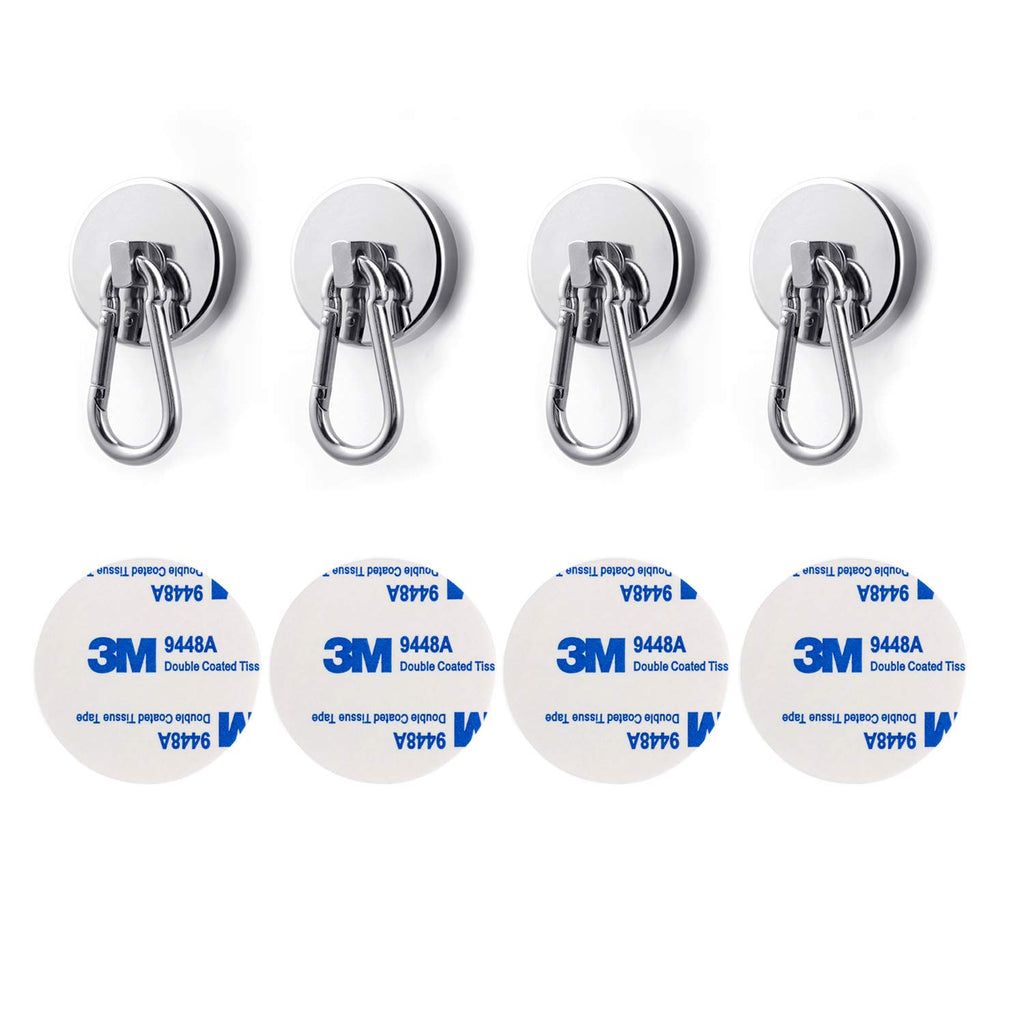 WELLZEER Magnetic Hooks 170lbs Magnet Hooks Carabiner for Hanging Refrigerator Strong Large Heavy Duty Neodymium Magnet (170LBS-4PACK)