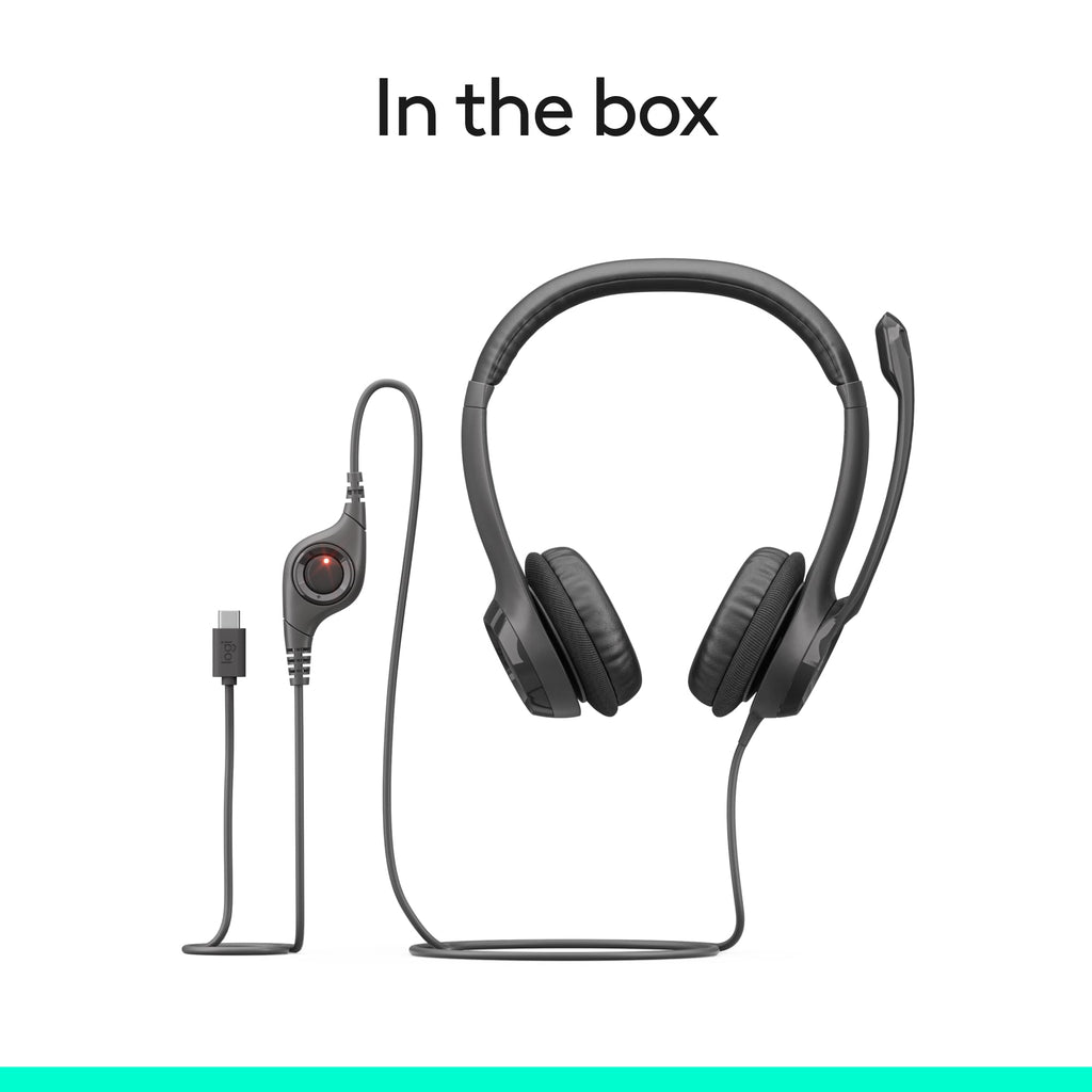 Logitech H391 Wired Headset PC/Laptop Stereo Headphones, USB-C, Graphite