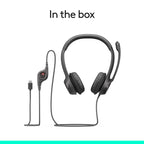 Logitech H391 Wired Headset PC/Laptop Stereo Headphones, USB-C, Graphite