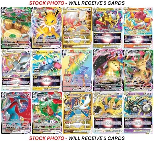 5 Pokemon Card VMAX/VSTAR Bundle - X2 VSTAR - X2 VMAX - X1 Secret Rare - No Duplicates