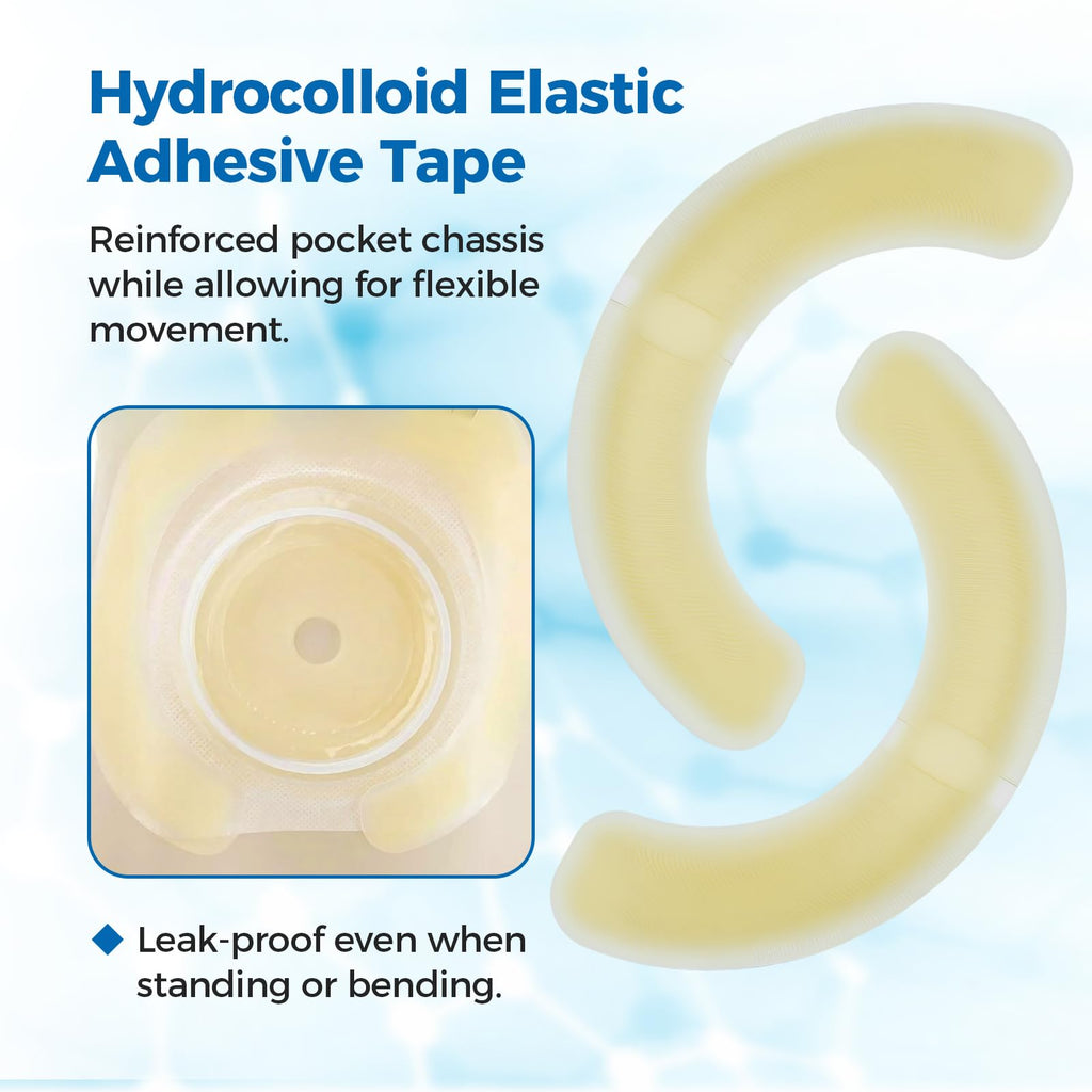 Sunliech 20 Pcs Elastic Ostomy Barrier Strips, Medical Grade Hydrocolloid, Ostomy Supplies, Skin Adhesive Ostomy Barrier Tape, Waterproof Leak for Ostomy Bag Ostomy Colostomy Ileostomy Supplies