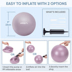 APEXUP Yoga Ball Exercise Ball, Heavy Duty Pilates Ball for Fitness, Balance, Core Workout, Physical Therapy (XXS (9") 23cm, Mauve)