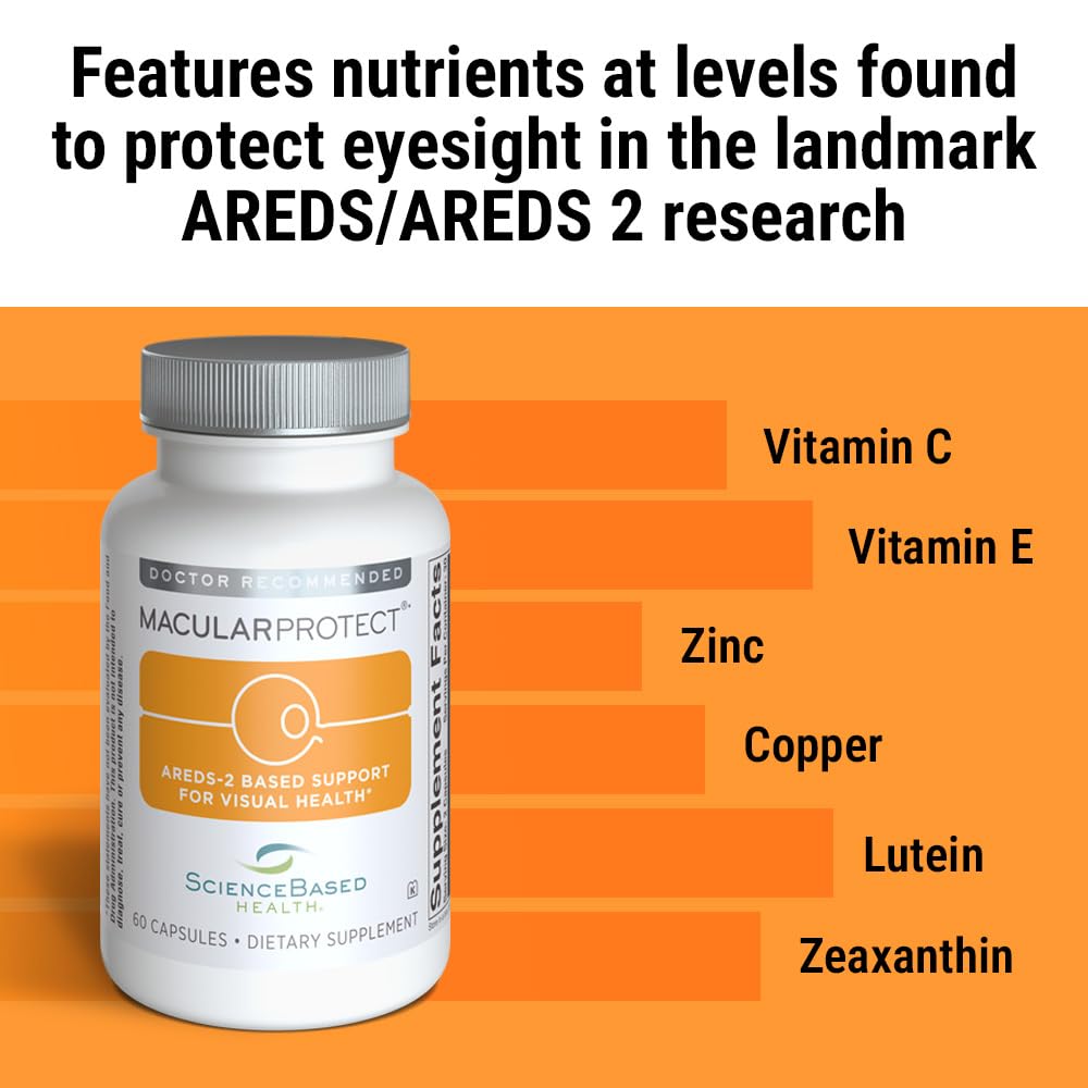 ScienceBased Health MacularProtect AREDS 2 Formula – Eye Health Vitamin & Mineral Supplement with Lutein, Zeaxanthin & B Vitamins for Macular & Vision Support – 60 Capsules