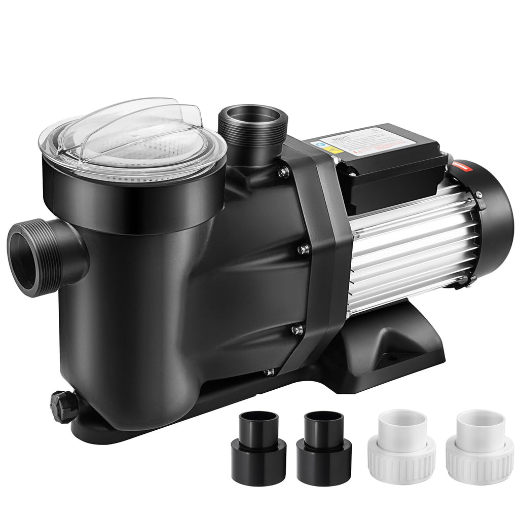 Leomru 2.5 HP Pool Pump 8880 GPH Self Priming in/Above Ground Swimming Pool Pump 110V Single Speed Pumps with Strainer Basket 4Pcs Connectors