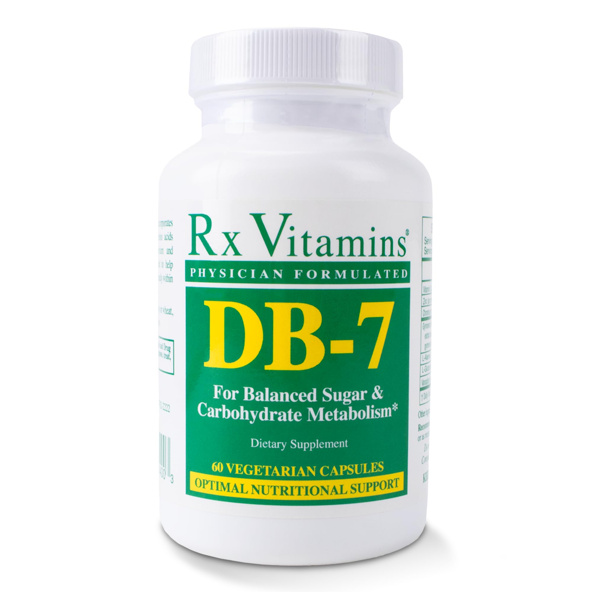 American Health Service DB-7 Balanced Sugar & Carbohydrate Metabolism Supplement with Chromium, Zinc, Vitamin C, & Vanadium, Hypoallergenic Supplement for Men & Women, 60 Capsules